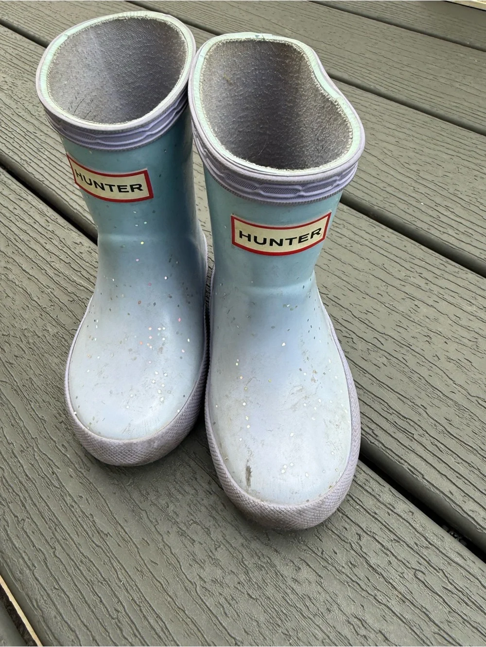 Hunter Kids Light Blue Glitter Waterproof Rain Boots